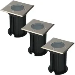 HOFTRONIC 3er Set Ramsay LED Bodeneinbaustrahler außen - Eckig - Edelstahl - GU10 Fassung - IP67 wasserdicht - Bodenstrahler - Einfahrt - Excl. Leuchtmittel