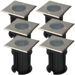 HOFTRONIC 6er Set Ramsay LED Bodeneinbaustrahler außen - Eckig - Edelstahl - GU10 Fassung - IP67 wasserdicht - Bodenstrahler - Einfahrt - Excl. Leuchtmittel