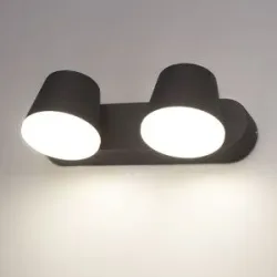 HOFTRONIC Memphis - LED Wandleuchte 2-flammig - 12W 600 Lumen - IP54 Wasserdicht - 3000K warmweiß - Dimmbar - Schwenkbar - Schwarz - Für Innen- und Außenbereich