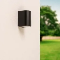 HOFTRONIC Alvin Dimmbare LED-Wandleuchte - GU10-Fassung - IP65 wasserdicht - Strahler für Innen und Außen - Wandstrahler - Schwarz - Modern