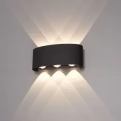 HOFTRONIC Tulsa LED Wandleuchte Schwarz - 6 Watt 630 lumen - IP54 Wasserdicht - 3000K warmweiß - Dimmbar - Innen- und Außenbereich - Up & Down Licht - Modern
