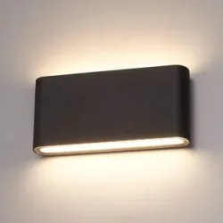 HOFTRONIC Dallas M LED Wandleuchte Schwarz - 12W 660lm - IP54 Wasserdicht - 3000K warmweiß - Dimmbar - Innen- und Außenbereich - Up & Down Licht - Außenleuchte