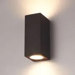 HOFTRONIC Selma Dimmbare LED Wandleuchte - 2x GU10 Fassung - IP65 - Up & Down Licht - Eckig - Schwarz - Für Innen und Außen