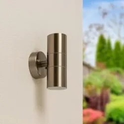 HOFTRONIC Jasmin LED-Wandleuchte - Dimmbar - 2x GU10-Fassung - IP44 Wasserdicht - Up & Down Licht - Edelstahl - Für Innen und Außen - Modern