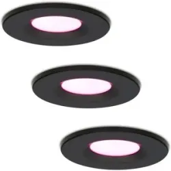 HOFTRONIC SMART 3er Set Venezia Smart Einbaustrahler - IP65 wasserdicht - 6W 450lm - Wifi + Bluetooth - RGBWW - Google Home, Amazon Alexa und Siri - Schwarz - Bad, innen und außen