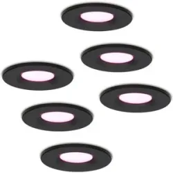 HOFTRONIC SMART 6er Set Venezia Smart Einbaustrahler - IP65 wasserdicht - 6W 450lm - Wifi + Bluetooth - RGBWW - Google Home, Amazon Alexa und Siri - Schwarz - Bad, innen und außen