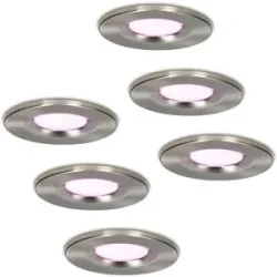 HOFTRONIC SMART 6er Set Venezia Smart Einbaustrahler - IP65 wasserdicht - 6W 450lm - Wifi + Bluetooth - RGBWW - Google Home, Amazon Alexa und Siri - Edelstahl - Bad, innen und außen