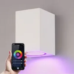 HOFTRONIC SMART Marion Smart Wandleuchte LED - Wifi + Bluetooth - 5,5W 345lm - RGBWW - IP65 wasserdicht - GU10 - Downlight - Weiß - Google Home, Amazon Alexa und Siri