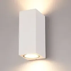 HOFTRONIC Selma LED Wandleuchte - Dimmbar - 8W 690lm - IP65 Wasserdicht - GU10 Austauschbare Leuchtmittel - 2700K warmweiß - Innen und Außen - Weiß - Up & Down Licht