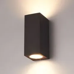 HOFTRONIC Selma LED Wandleuchte - Dimmbar - 8W 690lm - IP65 Wasserdicht - GU10 auswechselbare leuchtmittel - 2700K warmweiß - Innen und Außen - Schwarz - Up & Down Licht