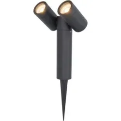 HOFTRONIC Pinero Doppel LED Gartenstrahler mit Erdspieß - Schwenkbar - Dimmbar - GU10 Fassung - IP65 wasserdicht - Schwarz - Erdspießstrahler - Außenstrahler