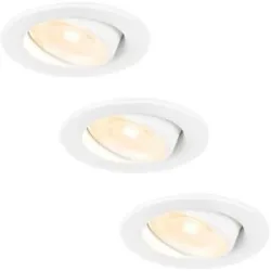 HOFTRONIC 3er Set Malta LED Einbaustrahler - 5W 400lm - 2700K warmweiß - Dimmbar - Rund - Schwenkbar - IP44 Wasserdicht - Weiß - Inkl. Quick Connector Box