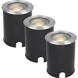 HOFTRONIC 3er Set Lilly LED Bodeneinbaustrahler außen - Dimmbar - Schwenkbar - GU10 Fassung - 4000K neutralweiß - 4W 345lm - Rund - IK10 - Edelstahl - IP67 wasserdicht - Auffahrt