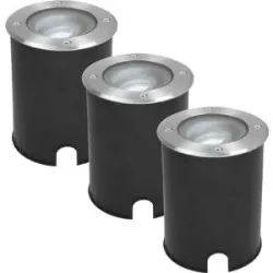 HOFTRONIC 3er Set Lilly LED Bodeneinbaustrahler außen - Dimmbar - Schwenkbar - GU10 Fassung - 6500K tageslichtweiß - 4W 345lm - Rund - IK10 - Edelstahl - IP67 wasserdicht - Auffahrt