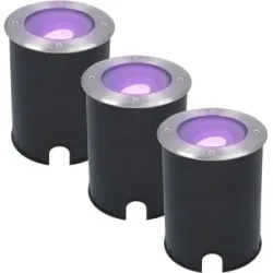HOFTRONIC SMART 3er Set Lilly Smart Bodeneinbaustrahler Außen - Schwenkbar - GU10 5,5W 345lm - RGBWW - Wifi + Bluetooth - App Steuerung - IP67 Wasserdicht - Google Home - Amazon Alexa - Edelstahl