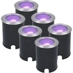 HOFTRONIC SMART 6er Set Lilly Smart Bodeneinbaustrahler Außen - Schwenkbar - GU10 4,8W 345lm - RGBWW - Wifi + Bluetooth - App Steuerung - IP67 Wasserdicht - Google Home - Amazon Alexa - Edelstahl