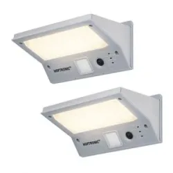 HOFTRONIC 2x Burley - LED Solar-Wandleuchte mit Bewegungssensor und Dämmerungsschalter - 3 Lichtmodi - 21 LEDs - 3000K warmweiß - IP65 Wasserdicht - Wandlampe