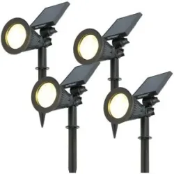 HOFTRONIC 4er Set Bend Solar Gartenleuchte mit Erdspieß - Inkl. Dämmerungsschalter - 3000K warmweiß - 2 Lichtmodi - 75lm - 6-9 Stunden Brenndauer - Schwenkbar und richtbar - IP65 wasserdicht