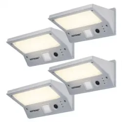 HOFTRONIC 4x Burley - LED Solar-Wandleuchte mit Bewegungssensor und Dämmerungsschalter - 3 Lichtmodi - 21 LEDs - 3000K warmweiß - IP65 Wasserdicht - Wandlampe
