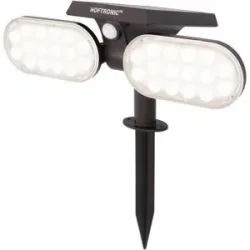HOFTRONIC Pato - Solar Gartenstrahler - Bewegungssensor und Dämmerungsschalter - PIR - 6000K tageslichtweiß - 2 Lichtmodi - 300 Lumen - 6-12 Stunden Brenndauer - IP65 wasserdicht