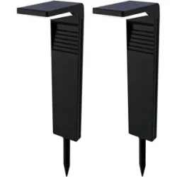 HOFTRONIC 2er Set Maine Solar Wegeleuchte - Wegbeleuchtung - Geeignet für den Außenbereich IP65 - Atmosphärisches 3000K warmweißes Licht - 2 Lichtmodi - Schwarz - 2 Jahre Garantie - Sockelleuchte