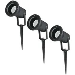 HOFTRONIC 3er Set LED Gartenstrahler mit Erdspieß - Dimmbar - Schwenkbar - 4000K neutralweiß - 4 Watt 345 Lumen - IP44 - Wasserdicht - Schwarz - Gartenstrahler - Gartenbeleuchtung - Wegbeleuchtung
