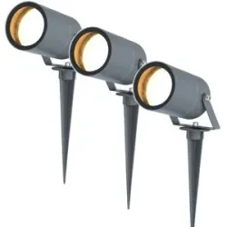 HOFTRONIC 3er Set Spikey LED Gartenstrahler mit Erdspieß - GU10 4 Watt 345 Lumen - Dimmbar - Schwenkbar - 4000K neutralweiß - IP64 Wasserdicht - Anthrazit - Erdspießstrahler - Außenstrahler