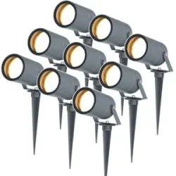 HOFTRONIC 9er Set Spikey LED Gartenstrahler mit Erdspieß - GU10 4 Watt 345 Lumen - Dimmbar - Schwenkbar - 4000K neutralweiß - IP64 Wasserdicht - Anthrazit - Erdspießstrahler - Außenstrahler