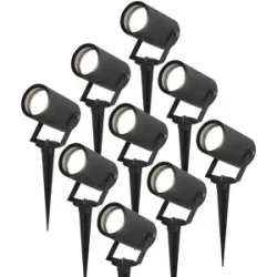 HOFTRONIC 9er Set Spikey LED Gartenstrahler mit Erdspieß - GU10 4 Watt 345 Lumen - Dimmbar - Schwenkbar - 6500K tageslichtweiß - IP64 Wasserdicht - Schwarz - Erdspießstrahler - Außenstrahler