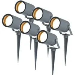 HOFTRONIC 6er Set Spikey LED Gartenstrahler mit Erdspieß - GU10 4 Watt 345 Lumen - Dimmbar - Schwenkbar - 6500K tageslichtweiß - IP64 Wasserdicht - Anthrazit - Erdspießstrahler - Außenstrahler