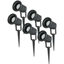 HOFTRONIC 6er Set LED Gartenstrahler mit Erdspieß - Dimmbar - Schwenkbar - 4000K neutralweiß - 4W 345lm - IP65 - Wasserdicht - Schwarz - Gartenstrahler - Gartenbeleuchtung - Wegbeleuchtung