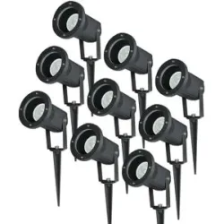 HOFTRONIC 9er Set LED Gartenstrahler mit Erdspieß - Dimmbar - Schwenkbar - 4000K neutralweiß - 4W 345lm - IP65 - Wasserdicht - Schwarz - Gartenstrahler - Gartenbeleuchtung - Wegbeleuchtung