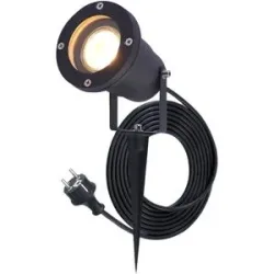 HOFTRONIC Sydney LED Gartenstrahler mit Erdspieß - GU10 Fassung - Dimmbar - Schwenkbar - IP65 wasserdicht - 1.5m Kabel mit EU-Stecker - Schwarz - Erdspießstrahler - Außenstrahler