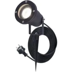 HOFTRONIC Sydney LED Gartenstrahler mit Erdspieß - GU10 4 Watt 345 Lumen - Dimmbar - Schwenkbar - 4000K neutralweiß - IP64 Wasserdicht - 1.5m Kabel mit EU-Stecker - Schwarz