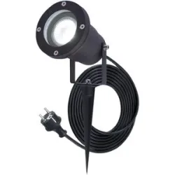 HOFTRONIC Sydney LED Gartenstrahler mit Erdspieß - GU10 4 Watt 345 Lumen - Dimmbar - Schwenkbar - 6500K tageslichtweiß - IP64 Wasserdicht - 1.5m Kabel mit EU-Stecker - Schwarz
