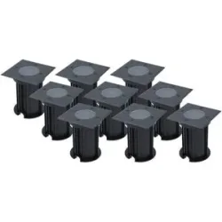 HOFTRONIC 9er Set Ramsay LED Bodeneinbaustrahler außen Eckig - Dimmbar - GU10 Fassung - Bodenstrahler - Schwarz - IP67 wasserdicht - Excl. Leuchtmittel