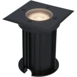 HOFTRONIC Ramsay LED Bodeneinbaustrahler außen Eckig - Dimmbar - GU10 Fassung - 2700K warmweiß - 4W 345lm - Bodenstrahler - Auffahrt - Schwarz - IP67 wasserdicht