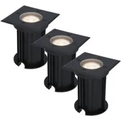 HOFTRONIC 3er Set Ramsay LED Bodeneinbaustrahler außen Eckig - Dimmbar - GU10 Fassung - 4000K neutralweiß - 4W 345lm - Bodenstrahler - Schwarz - IP67 wasserdicht