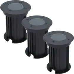 HOFTRONIC 3er Set Maisy LED Bodeneinbaustrahler außen - Ø12cm - Dimmbar - GU10 Fassung - Rund - Bodenstrahler - Auffahrt - Schwarz - IP67 wasserdicht