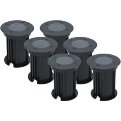 HOFTRONIC 6er Set Maisy LED Bodeneinbaustrahler außen - Ø12cm - Dimmbar - GU10 Fassung - Rund - Bodenstrahler - Auffahrt - Schwarz - IP67 wasserdicht