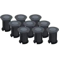 HOFTRONIC 9er Set Maisy LED Bodeneinbaustrahler außen - Ø12cm - Dimmbar - GU10 Fassung - Rund - Bodenstrahler - Auffahrt - Schwarz - IP67 wasserdicht