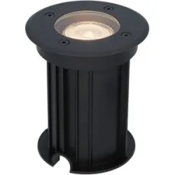 HOFTRONIC Maisy LED Bodeneinbaustrahler außen - Ø12cm - Dimmbar - GU10 Fassung - 2700K warmweiß - 4W 345lm - Rund - Bodenstrahler - Auffahrt - Schwarz - IP67 wasserdicht