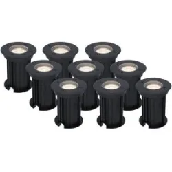HOFTRONIC 9er Set Maisy LED Bodeneinbaustrahler außen - Ø12cm - Dimmbar - GU10 Fassung - 4000K neutralweiß - 4W 345lm - Rund - Bodenstrahler - Auffahrt - Schwarz - IP67 wasserdicht