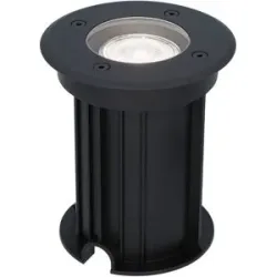 HOFTRONIC Maisy LED Bodeneinbaustrahler außen - Ø12cm - Dimmbar - GU10 Fassung - 6500K tageslichtweiß - 4W 345lm - Rund - Bodenstrahler - Auffahrt - Schwarz - IP67 wasserdicht