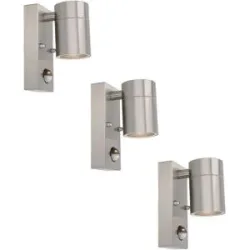 HOFTRONIC 3er Set Mason LED Wandleuchten - 4000K neutralweiß - Bewegungsmelder und Dämmerungsschalter - Edelstahl - IP44 Wasserdicht - Wandspot für innen und außen