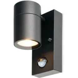 HOFTRONIC Mason LED Wandleuchte - 2700K warmweiß - Bewegungsmelder und Dämmerungsschalter - IP44 Wasserdicht - Strahler für den Innen- und Außenbereich - Schwarz