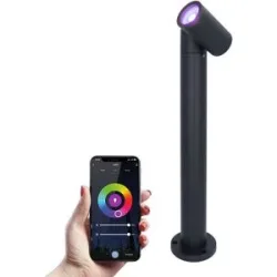 HOFTRONIC SMART Amy smart Wegeleuchte - 45cm - RGBWW - WiFi & Bluetooth - 5.5W 400lm - Google Home, Amazon Alexa und Siri - APP-Steuerung - IP65 wasserdicht - Schwarz - Gartenlaterne