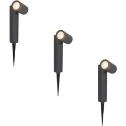 HOFTRONIC 3er Set Pinero LED Gartenstrahler mit Erdspieß - GU10 4 Watt 345 Lumen - Dimmbar - Schwenkbar - 4000K neutralweiß - IP64 Wasserdicht - Schwarz - Erdspießstrahler - Außenstrahler