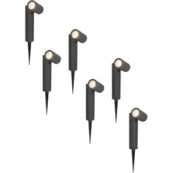 HOFTRONIC 6er Set Pinero LED Gartenstrahler mit Erdspieß - GU10 4 Watt 345 Lumen - Dimmbar - Schwenkbar - 4000K neutralweiß - IP64 Wasserdicht - Schwarz - Erdspießstrahler - Außenstrahler