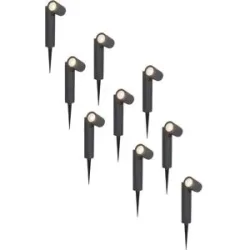 HOFTRONIC 9er Set Pinero LED Gartenstrahler mit Erdspieß - GU10 4 Watt 345 Lumen - Dimmbar - Schwenkbar - 4000K neutralweiß - IP64 Wasserdicht - Schwarz - Erdspießstrahler - Außenstrahler